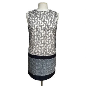 DKNYC Women’s Size 8 Black Ivory Geometric Prints Sleeveless Lined Short Dress
